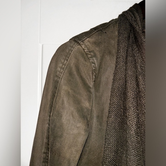 Free People Denim & Knit‎ Sweater Women 2 Jacket Green Draped Front Moto - Picture 6 of 13